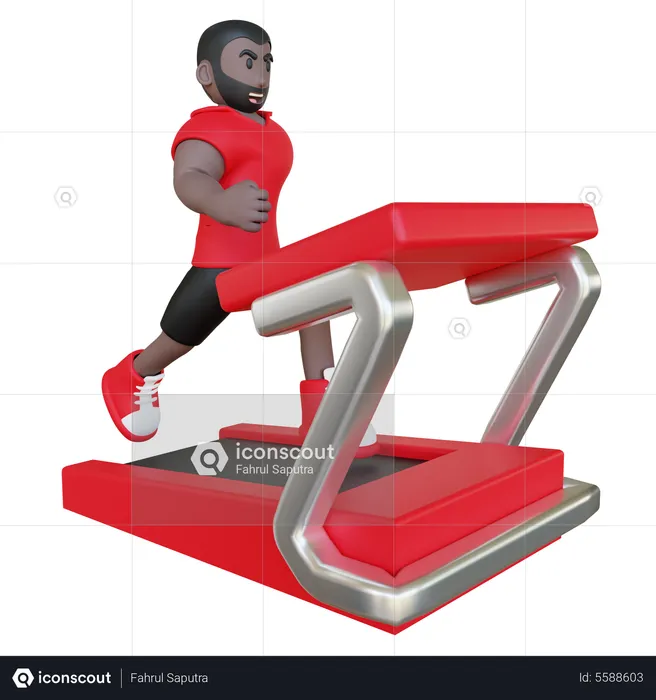 Man Running On Treadmill  3D Illustration