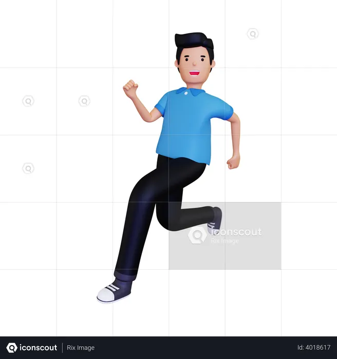 Man running rapidly  3D Illustration