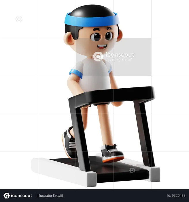 Man Running Treadmill  3D Illustration