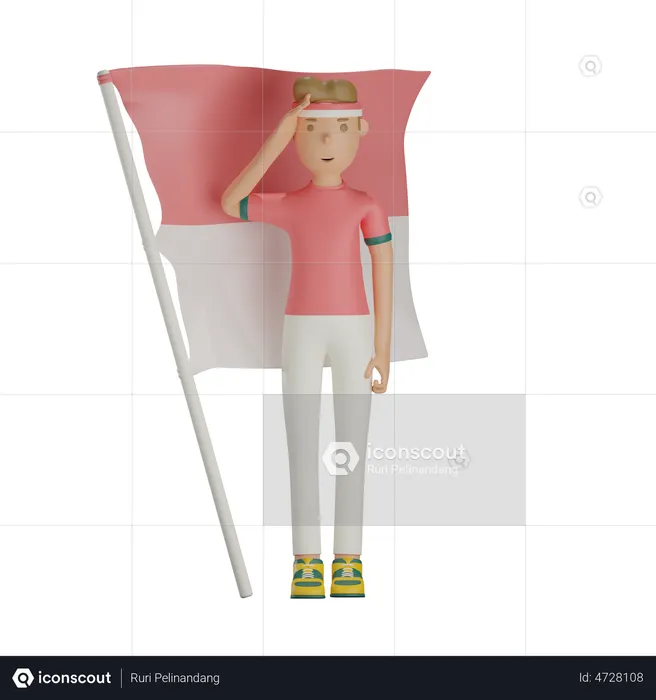 Man Saluting Independence Day  3D Illustration