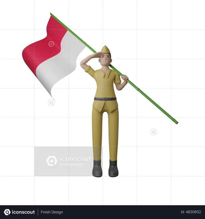 Man Saluting Independence Day  3D Illustration