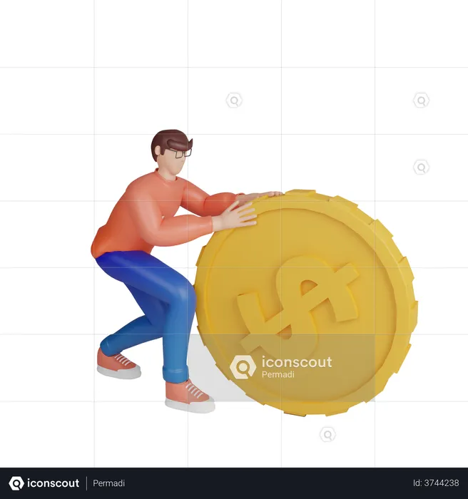 Man saving money  3D Illustration