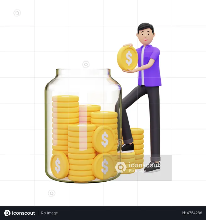 Man Saving Money  3D Illustration