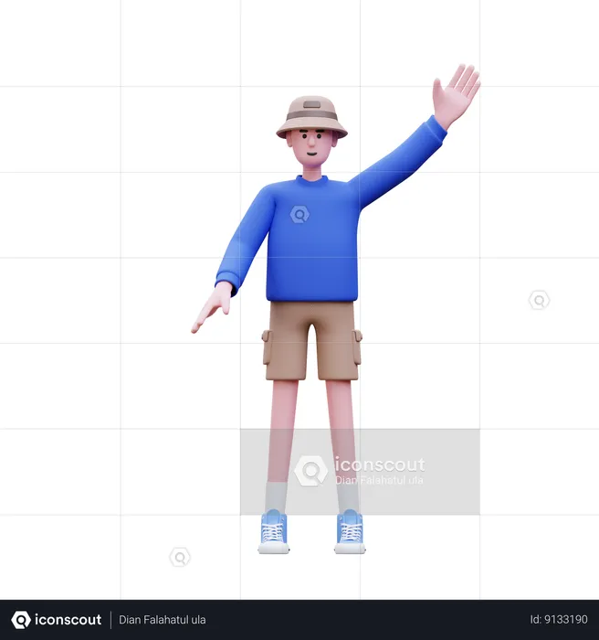 Man Saying Hello  3D Illustration