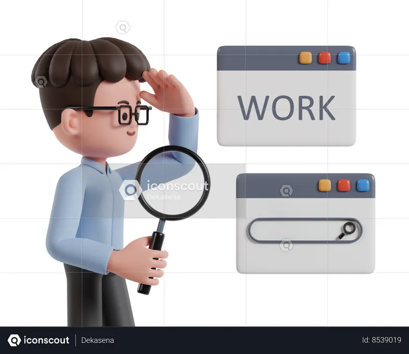 Man Searching For Online Job  3D Illustration