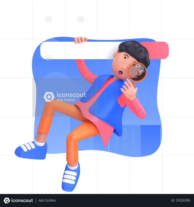Man searching product on ecommerce website  3D Illustration