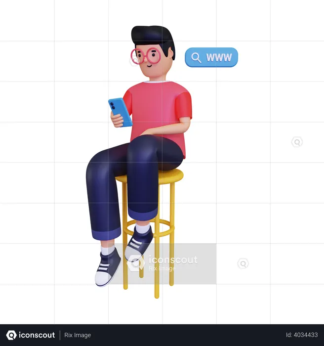 Man searching via internet  3D Illustration