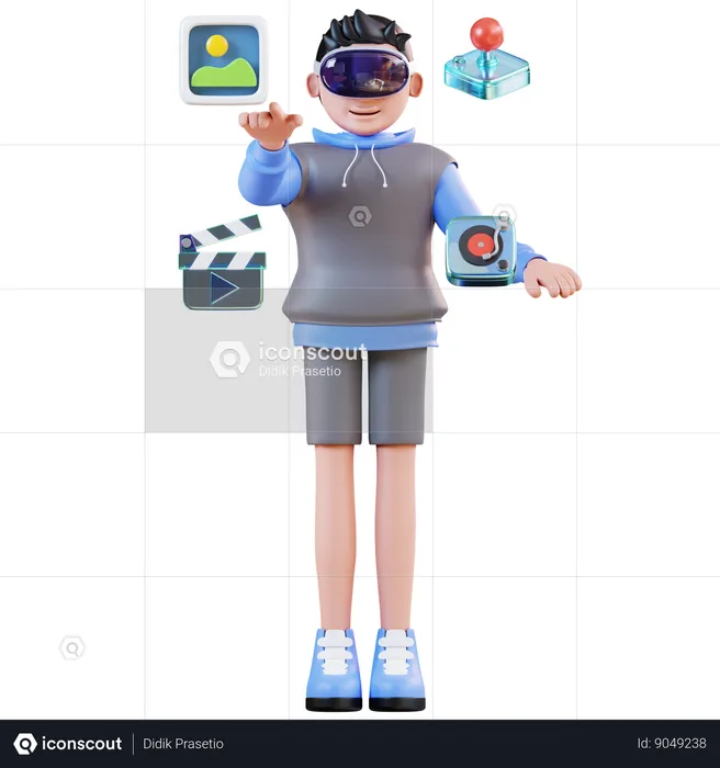 Man Select Virtual Icons  3D Illustration