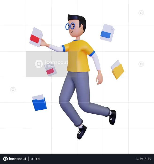 Man selecting file type  3D Illustration