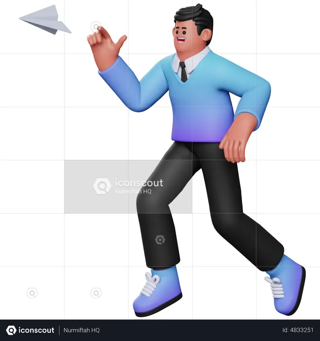 Man Sending Message  3D Illustration