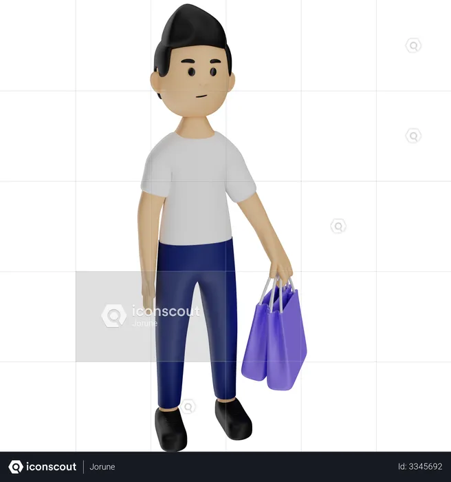 Man Shopping  3D Illustration