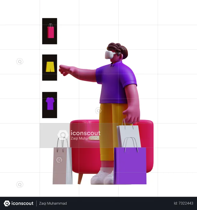Man shopping in metaverse  3D Illustration