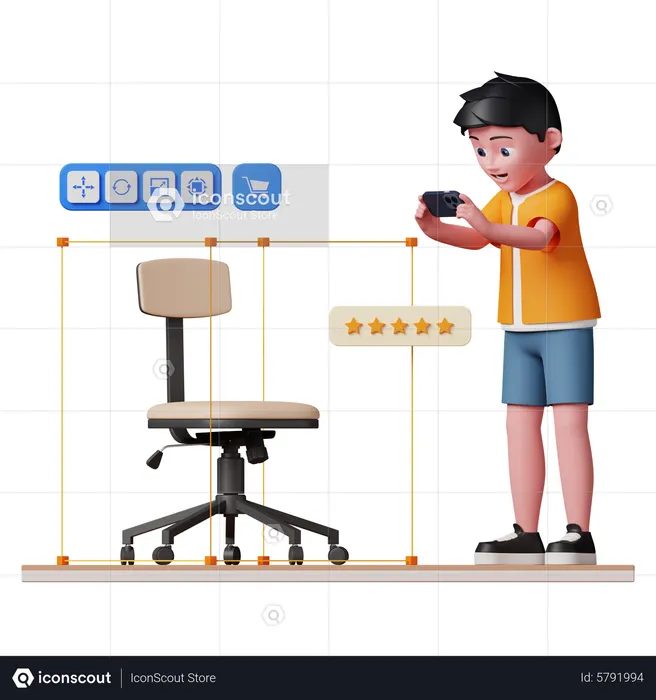 Man shopping using Augmented Reality  3D Illustration