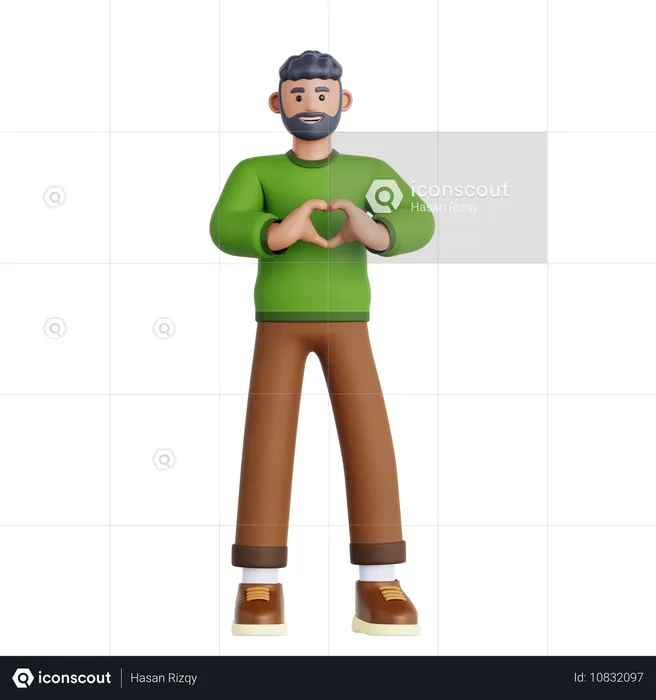 Man Showing a Heart Shape  3D Icon