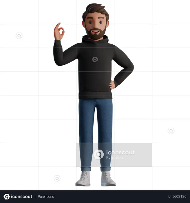 Man showing a OK gesture  3D Illustration