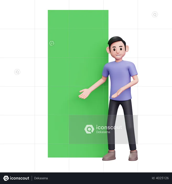 Man showing advertisement space  3D Illustration