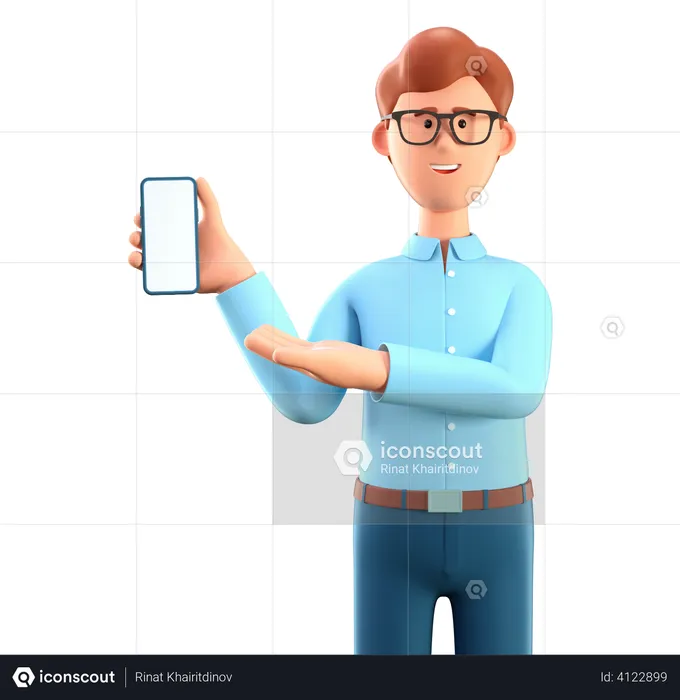 Man showing at smartphone screen  3D Illustration