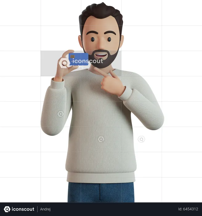 Man Showing Bank Card  3D Illustration