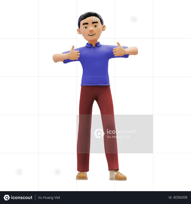 Man showing both thumbs up  3D Illustration