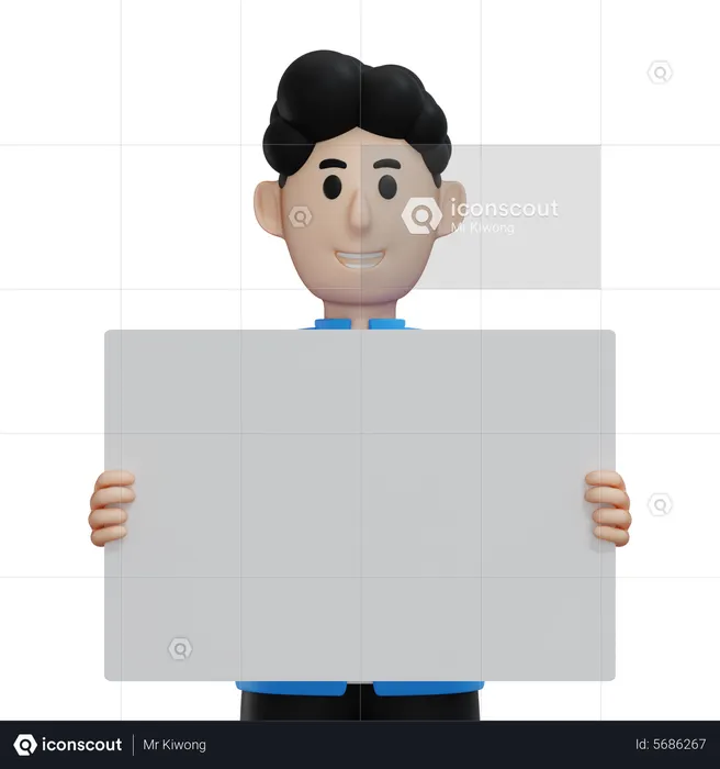 Man showing empty copy space on open hand palm  3D Illustration