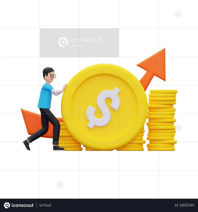 Man showing financial investment growth  3D Icon