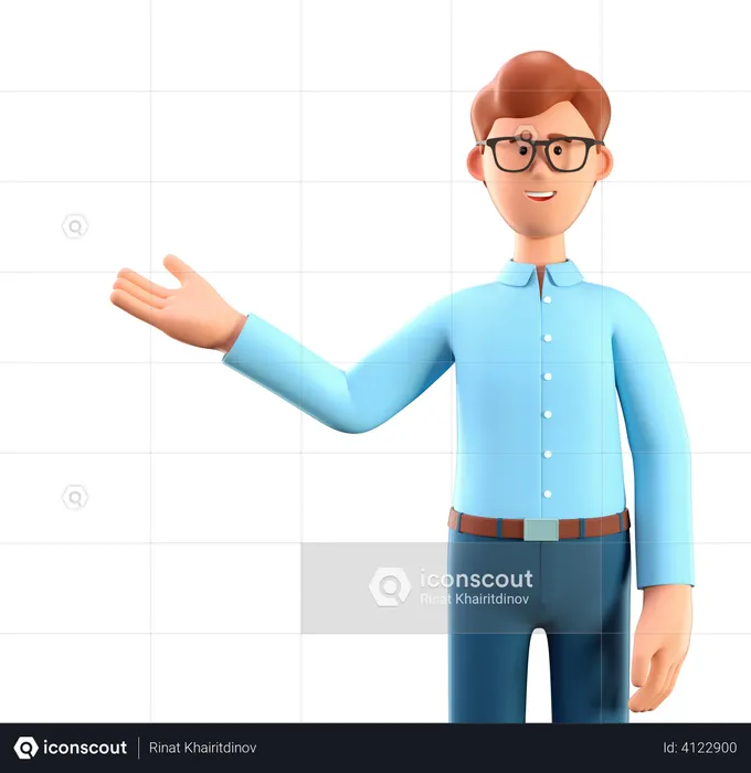 Man showing hand at direction  3D Illustration