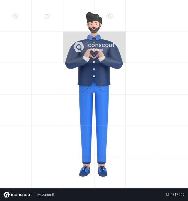 Man showing heart with his two hands  3D Illustration