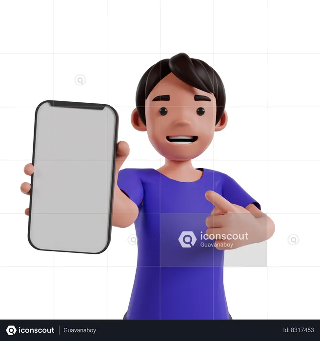 Man Showing Mobile Screen  3D Illustration