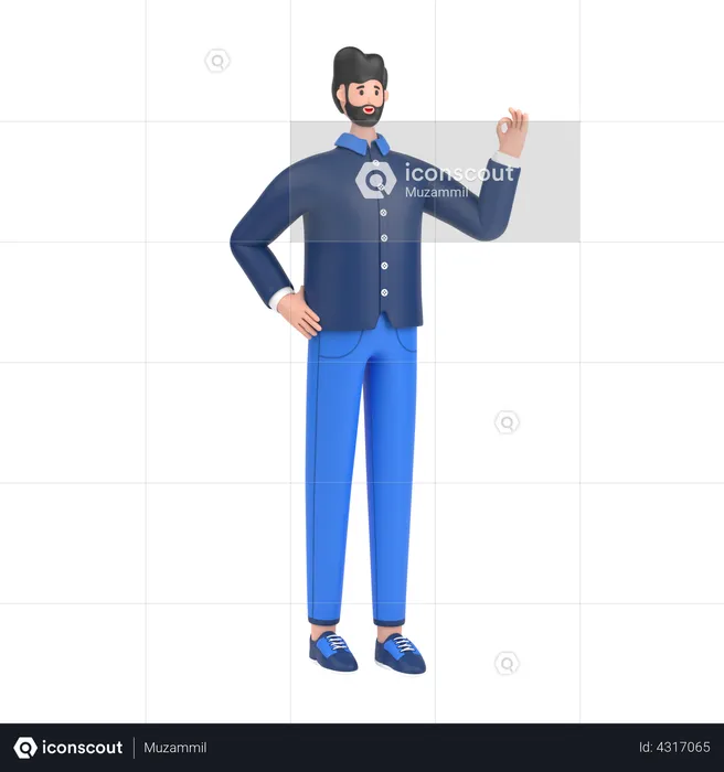 Man showing nice gesture pose  3D Illustration
