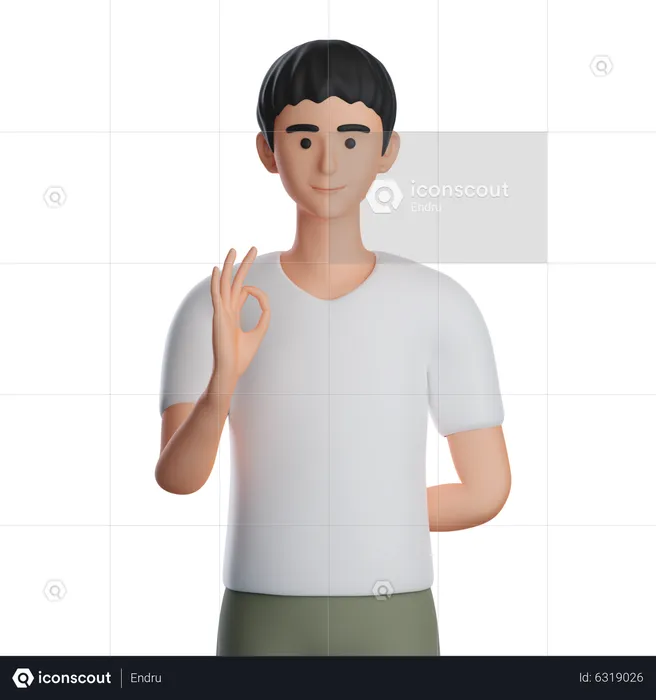 Man Showing Ok Gesture  3D Illustration