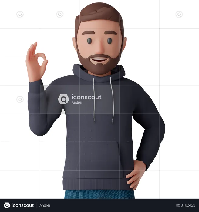 Man showing OK sign  3D Illustration