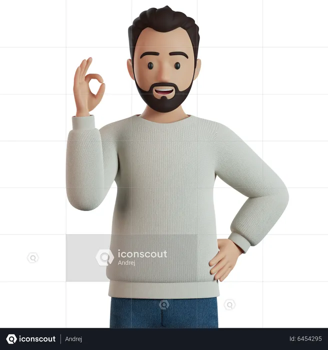 Man Ok Gesture 3D Illustration download in PNG, OBJ or Blend format
