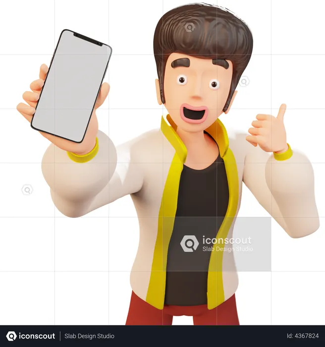 Man Showing Smartphone  3D Illustration