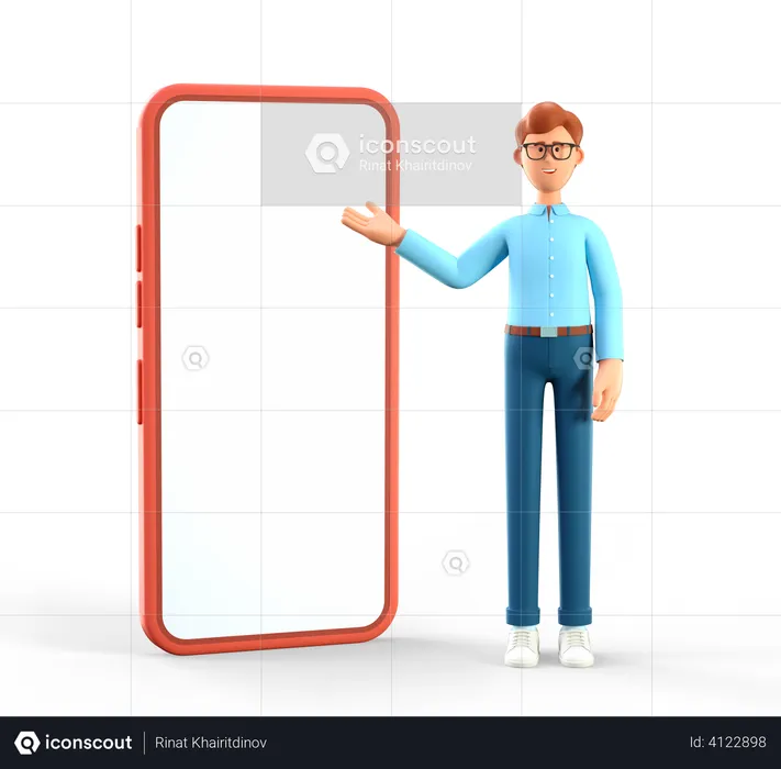 Man showing smartphone  3D Illustration
