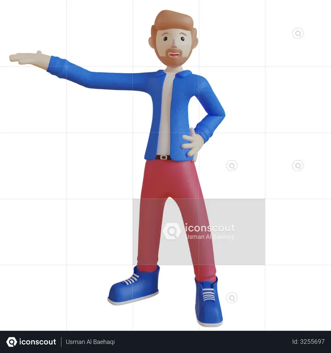 Man showing something  3D Illustration