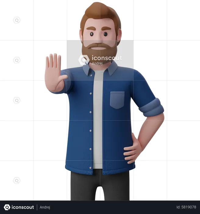 Man showing stop gesture  3D Illustration