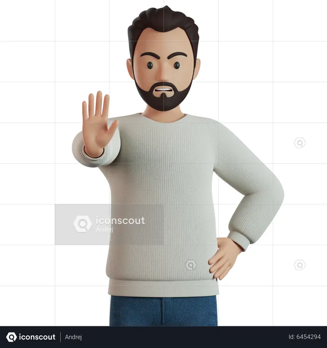 Man Showing Stop Gesture  3D Illustration