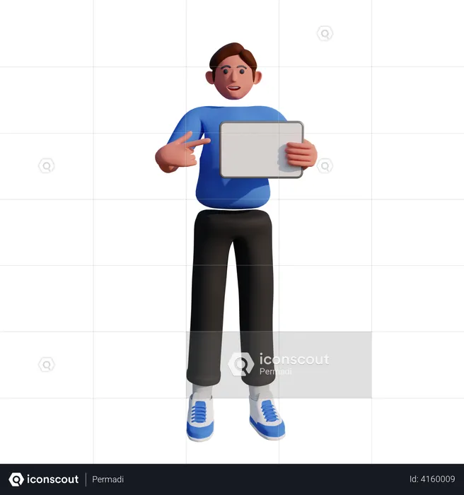 Man showing tablet  3D Illustration