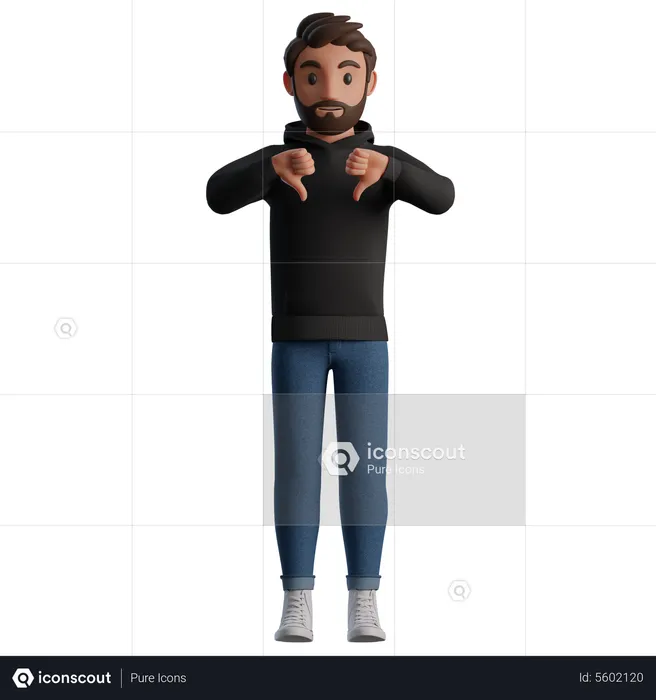 Man man showing the dislikes  3D Illustration