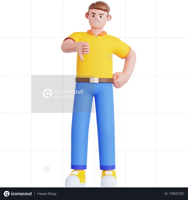 Man Showing Thumb Down  3D Illustration