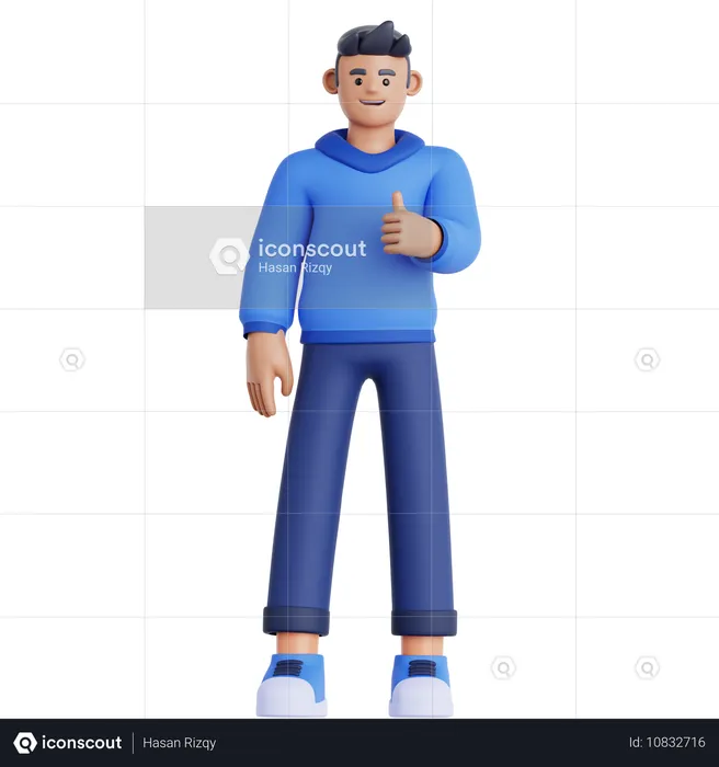 Man Showing Thumb Up  3D Illustration