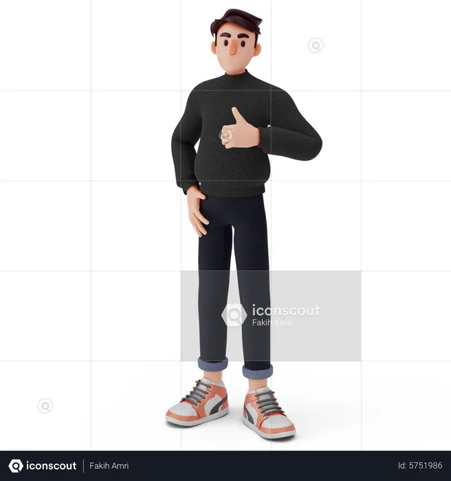 Man showing thumb up  3D Illustration