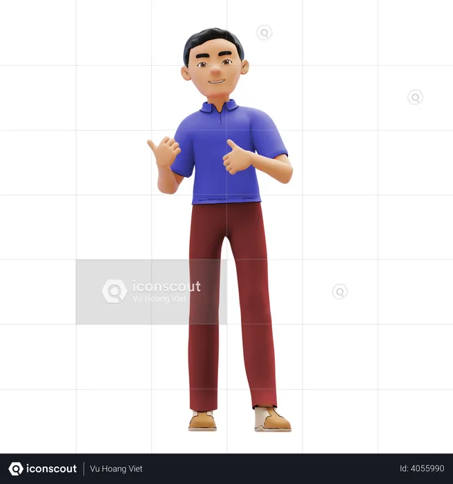 Man showing thumbs  3D Illustration