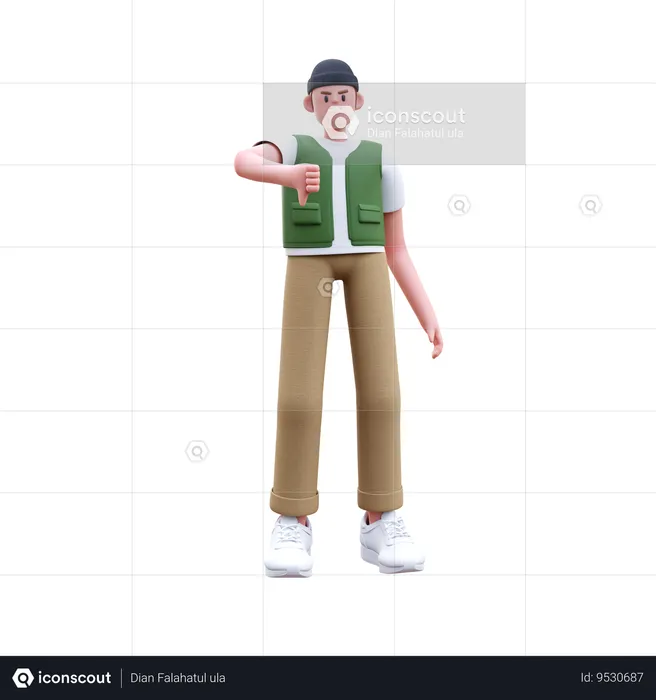 Man Showing Thumbs Down  3D Illustration