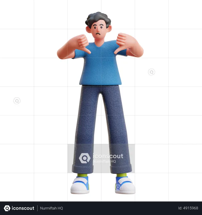 Man showing thumbs down  3D Illustration