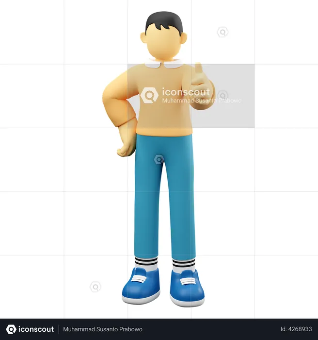 Man Showing Thumbs Up  3D Illustration