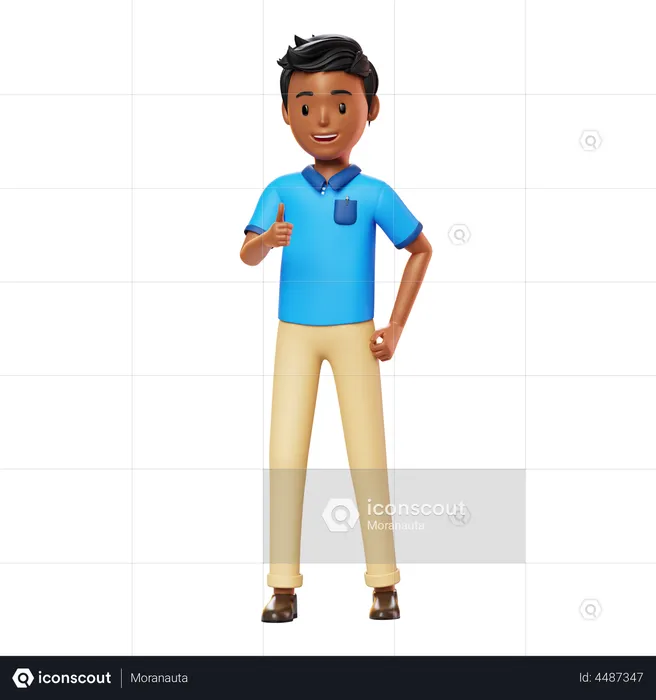 Man showing Thumbs Up  3D Illustration