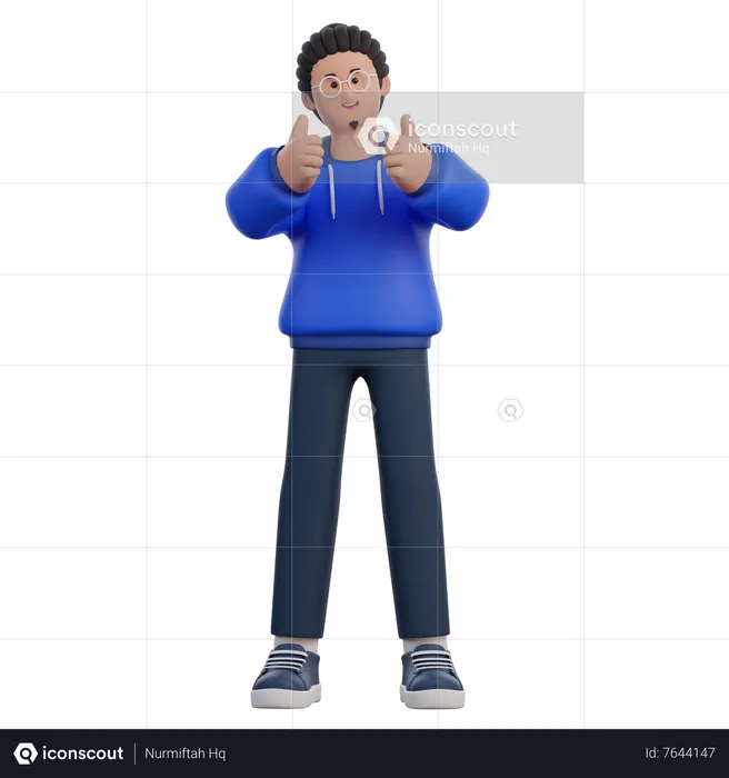 Man Showing Thumbs Up  3D Icon