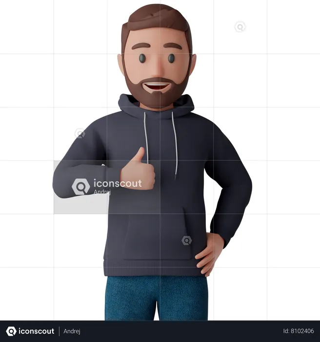 Man showing thumbs up hand gesture  3D Illustration