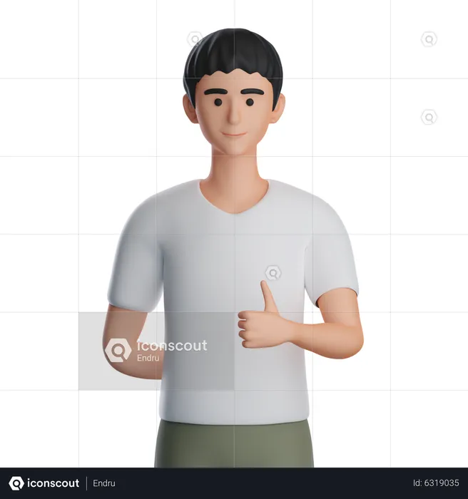 Man Showing Thumbs Up With Left Hand  3D Illustration